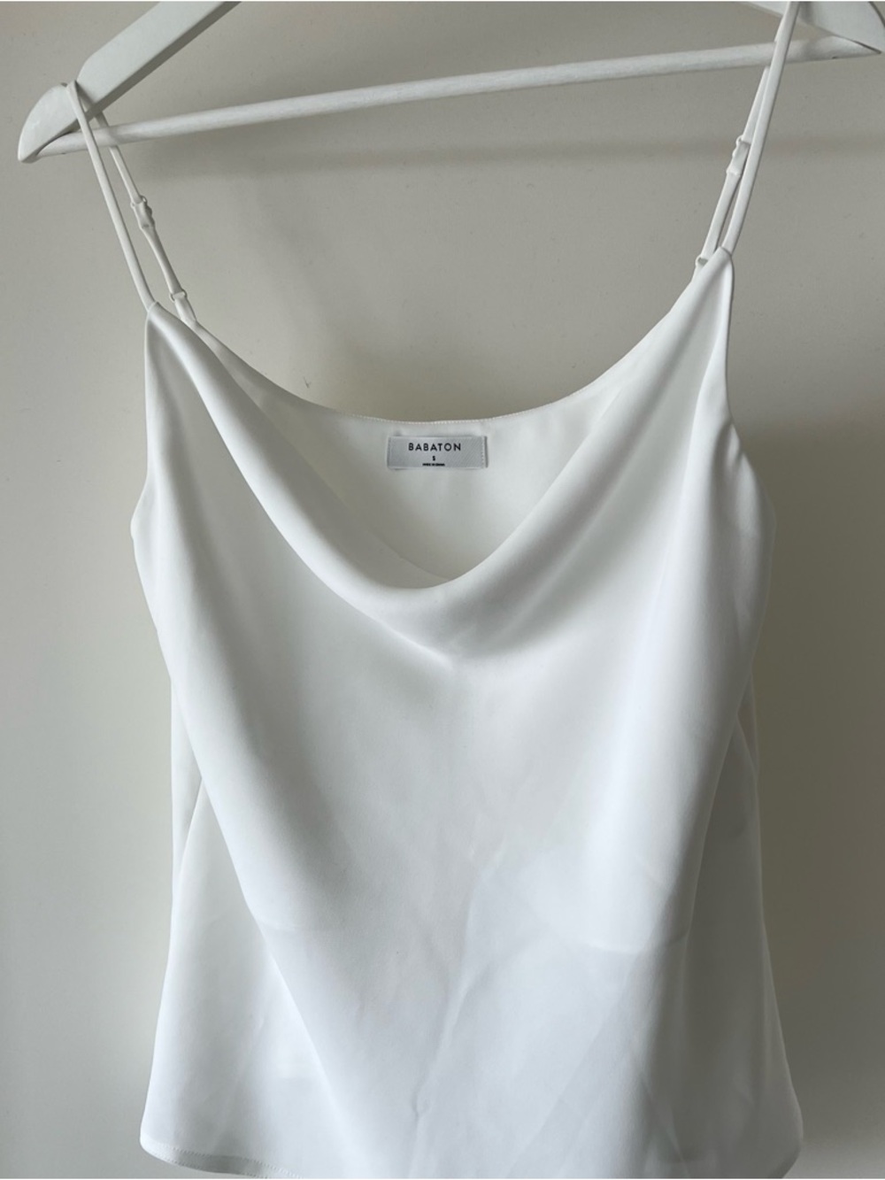 Babaton White Draped Cowl Neck Camisole